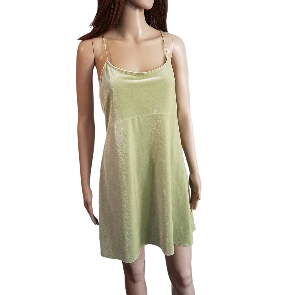 Victoria's Secret lime green velvet slip dress